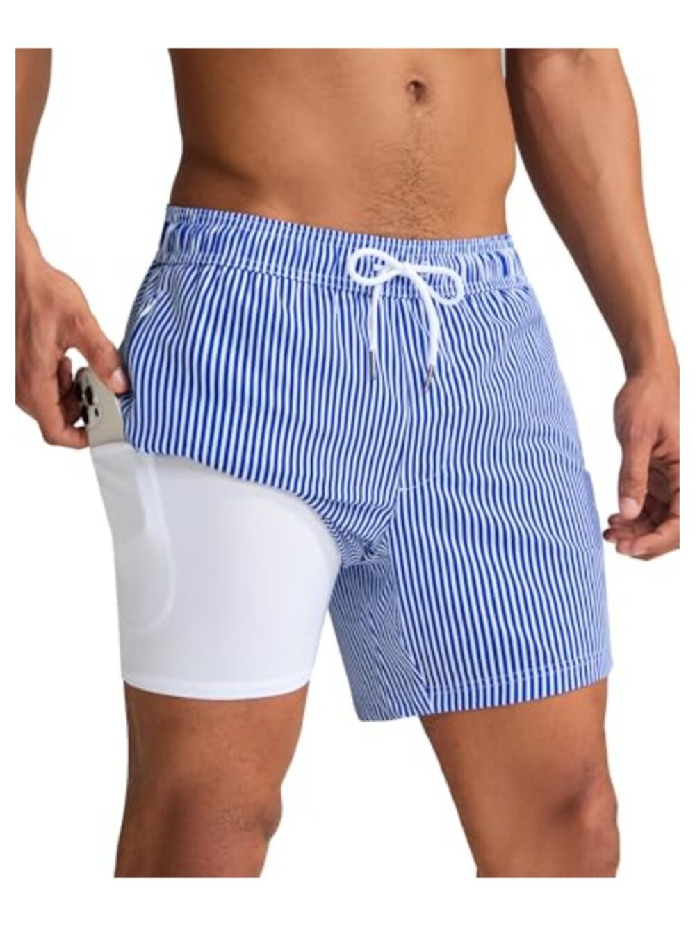 Men's Quick Dry Swim Trunks with Compression Liner, Zippered Pockets, UPF 40